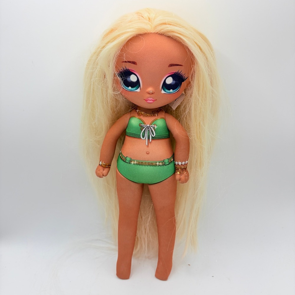 MGA Na Na Na Surprise Beach Coco Von Sparkle Fabric Doll Blonde Green Bikini